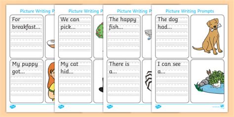 Simple Sentence Writing Picture Prompts Worksheets