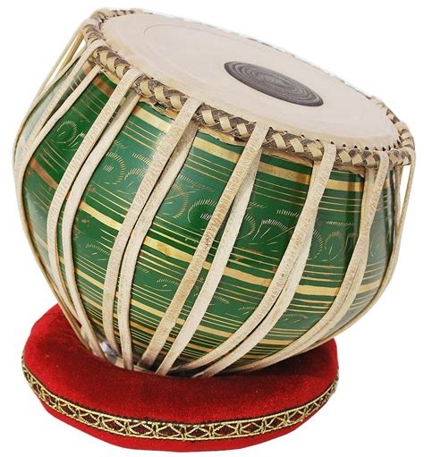 Tabla Drum Set, 2.5 Kg Green Painted Designer Brass Bayan, Beautiful ...