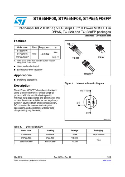 P55NF06 MOSFET Pinout Datasheet Equivalents Circuit And 48 OFF