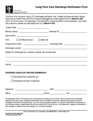 Fillable Online Long Term Care Discharge Notification Form Fax Email