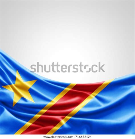 Democratic Republic Congo Flag Silk Copyspace Stock Illustration