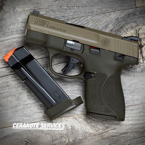 Smith And Wesson Mandp Shield Plus Od Green Pistol Fde Slide Cerakote