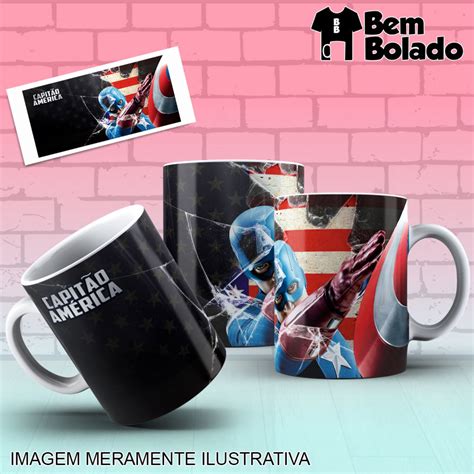 Caneca Capitão América Bandeira dos Estados Unidos Elo7