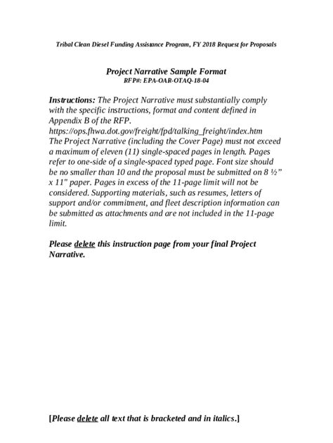 Get The Free Project Narrative Sample At Rfp Pdffiller Doc Template Pdffiller