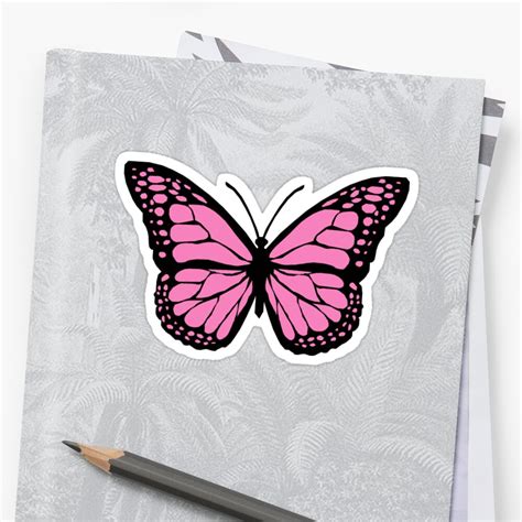 Pink Butterfly Sticker By Melmggn Redbubble