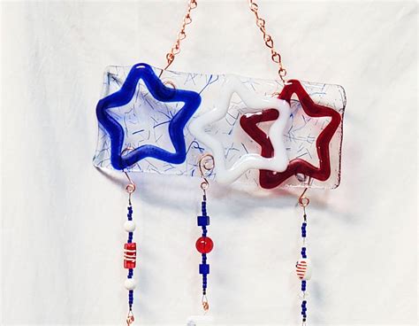 Patriotic Wind Chime Red White Blue Wind Chime Star Wind Chime