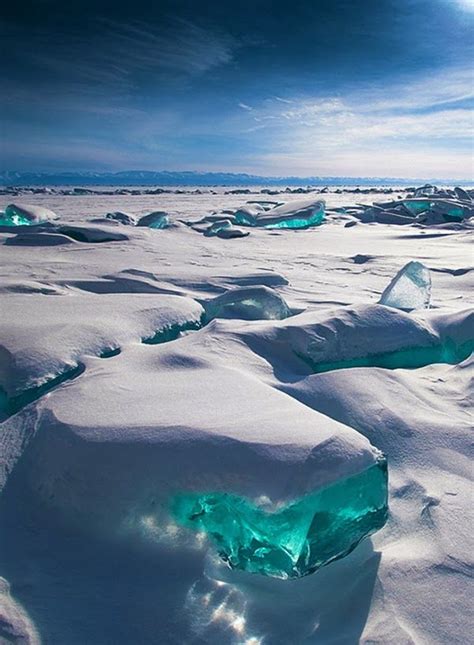 Turquoise Ice In Lake Baikal Siberia Russia Beautiful Places Lake