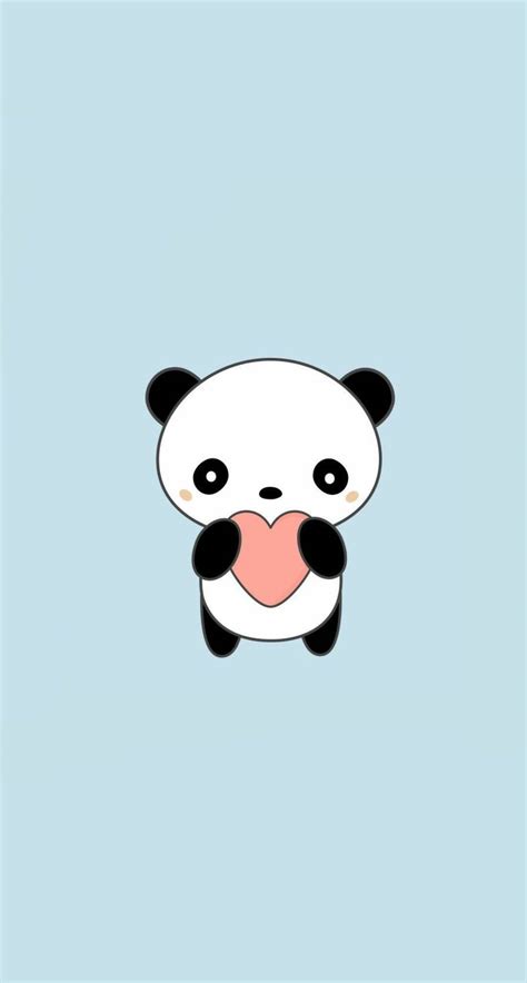 Download Aesthetic Panda Holding Heart Wallpaper