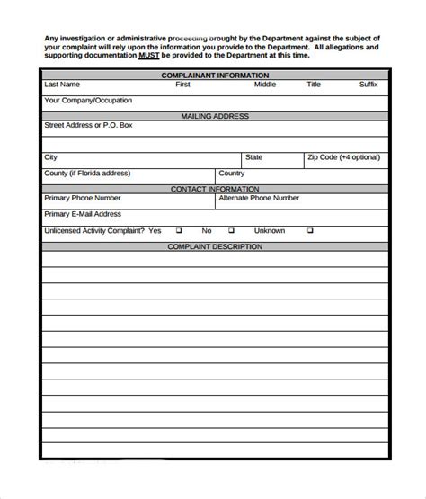 Free Grievance Form Template