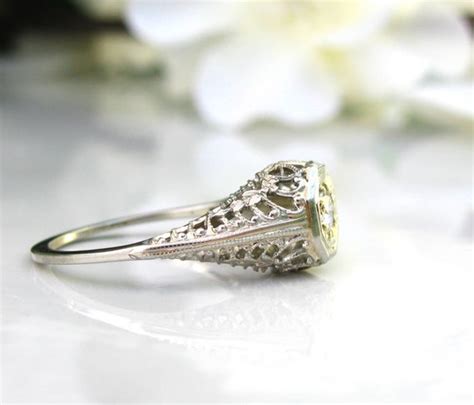 Antique Edwardian Filigree Engagement Ring Petite Dia… - Gem