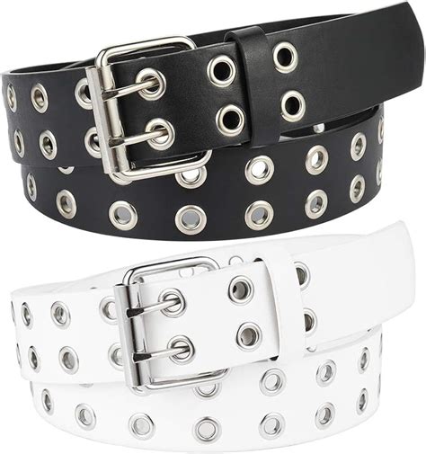 Bkpearl Pack Double Grommet Belt Pu Leather Punk Belt Hole Grommet