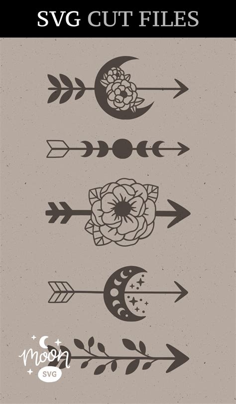 Boho Arrow Svg Moon Arrows Svg Flower Arrow Clipart Png Etsy