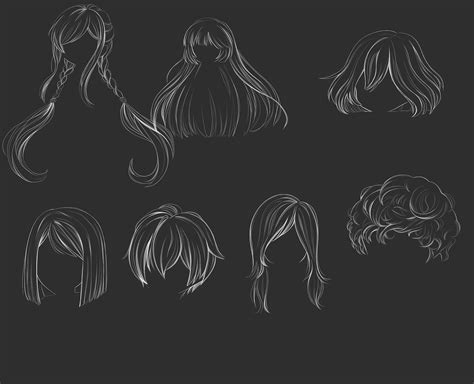 Hair Stamps Procreate Brushes Chibi Hair Brushes Straight Etsy