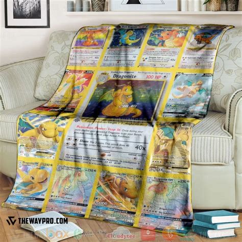 Hot Anime Pokemon Dragonite Cards Version 2 Blanket Morequilt