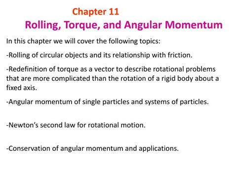 PPT Chapter 11 Rolling Torque And Angular Momentum PowerPoint