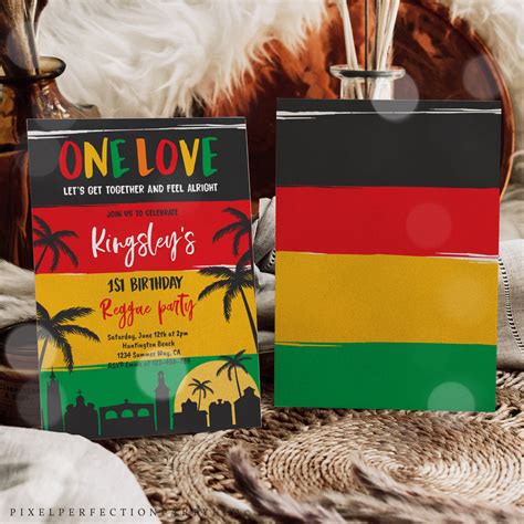 Editable Reggae Birthday Party Invitation Reggae One Love 1st Etsy