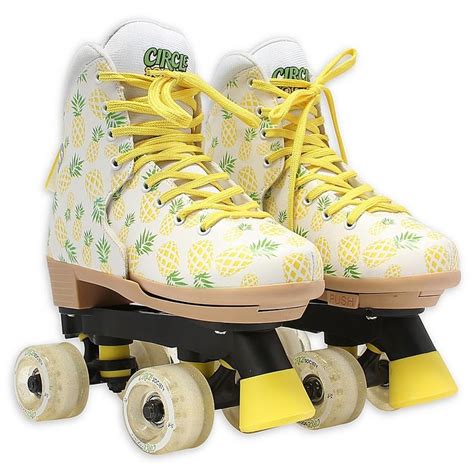 Circle Society Size Adjustable Roller Skates In White Yellow