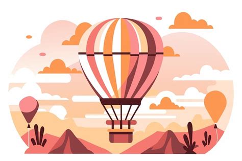 Premium Vector Hot Air Balloons Float Above Peaks During A Calm Sunset