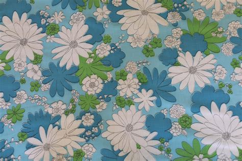 Vintage Flower Power Queen Flat Bed Sheet Vintage 70s Floral Bed