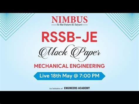 Marathon Mock Paper RSSB JE 2022 Mechanical Engg Complete