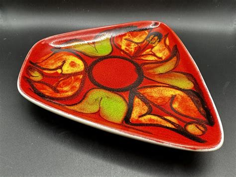 Signed Vintage Poole Pottery Sweet Dish Unusual Colouring