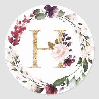 Gold Monogram Letter P Purple Pink Red Floral Classic Round Sticker | Zazzle.com