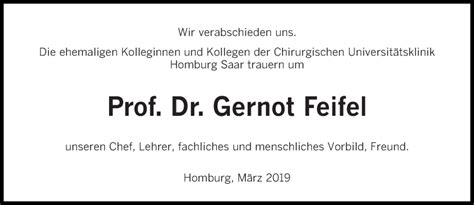 Traueranzeigen Von Gernot Feifel Saarbruecker Zeitung Trauer De