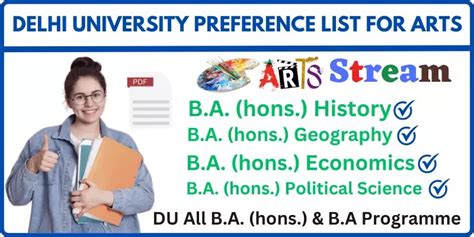 Delhi University Preference List For Arts Students B A Hons