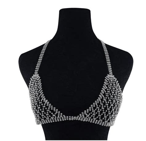 Rhinestone Bra Top Rave Body Chain Sexy Bralette Rave Bra Body Chain