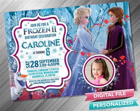 Elsa And Anna Birthday Invitation