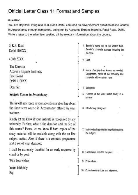 Solution Official Letter Class 11 Format And Samples Studypool