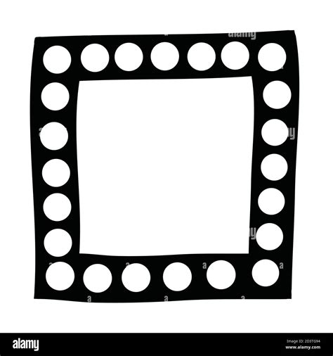 Square Black Frame Hand Drawn With White Polka Dots Black And White