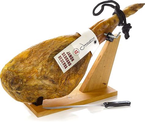 Serrano Ham Reserve Duroc Bone In 6 5 7 Kg With Ham Stand Spanish