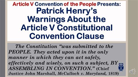 Patrick Henrys Warnings About The Article V Constitutional Convention