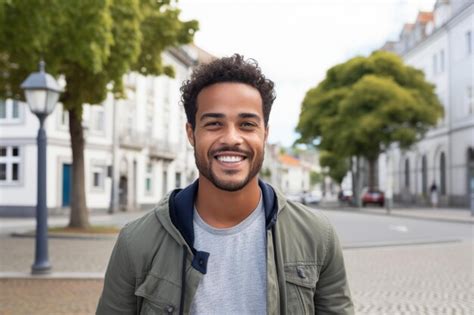 Premium Ai Image An Europan White People Young Man Smile At Camera In