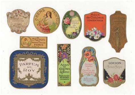 Art Nouveau Perfume Bottle Label Group Of 10 France And Latin America