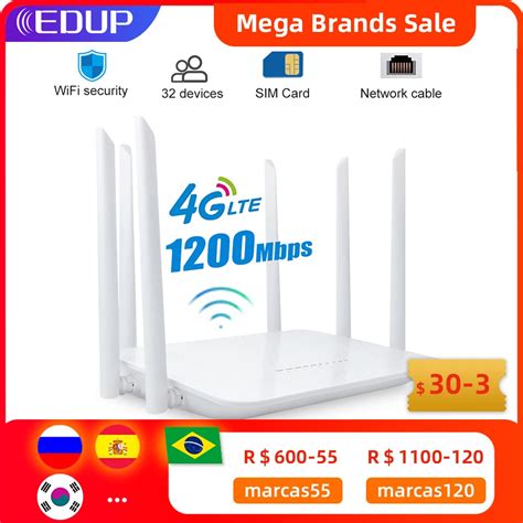 EDUP 1200Mbps WiFi 라우터 4G LTE 무선 WiFi SIM 카드 라우터 모바일 라우터 지원 LAN 포트 무선