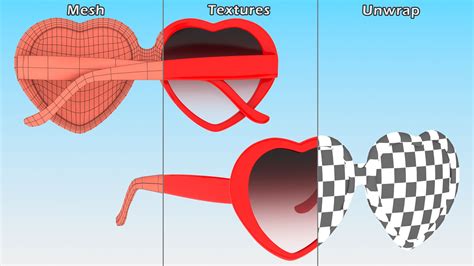 Heart Shaped Sunglasses Red 3d Model 29 3ds Blend C4d Fbx Max