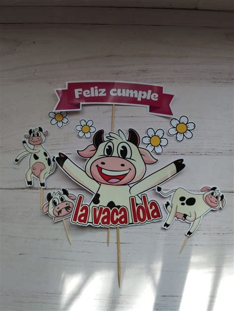 Adorno De Torta Toppers Personajes Infantiles La Vaca Lola Cotillón Martín