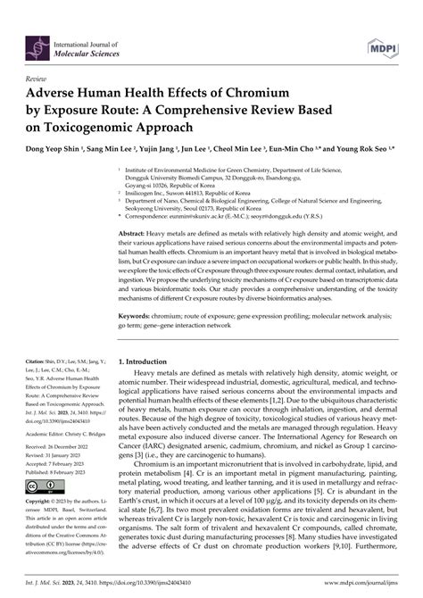 PDF Adverse Human Health Effects Of Chromium By Exposure Route A