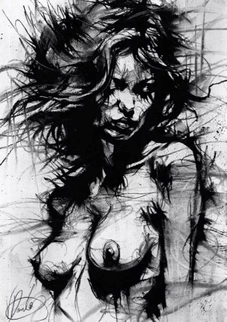 NUDE DRAWING ORIGINAL Charcoal Street Art Naked Female Lady Women Erotic Pinup PicClick UK