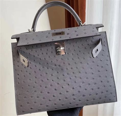 愛馬仕凱莉包 Hermes Kelly 28cm 82 Gris Agate 瑪瑙灰 南非kk鴕鳥皮 Qatar Kuwait Hermes