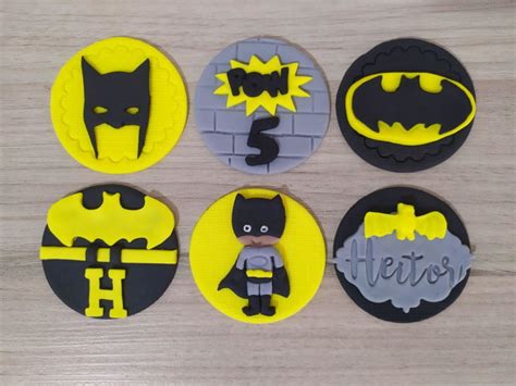 Aplique Em Pasta Americana Batman Para Pirulito Cupcake Elo7