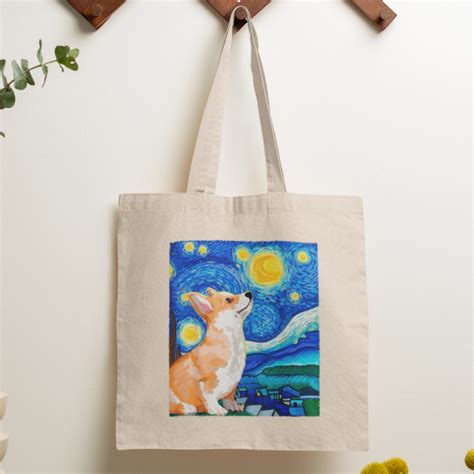 Bolsa Sacola Ecobag Pets Corgis Noite Estrelada ou Sem Zíper 100