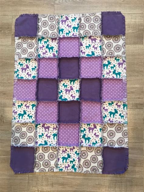 Flannel Baby Quilt Flannel Baby Blanket Purple Blue Green