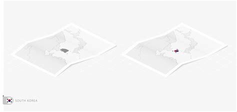 Premium Vector Set Of Two Realistic Map Of South Korea With Shadow