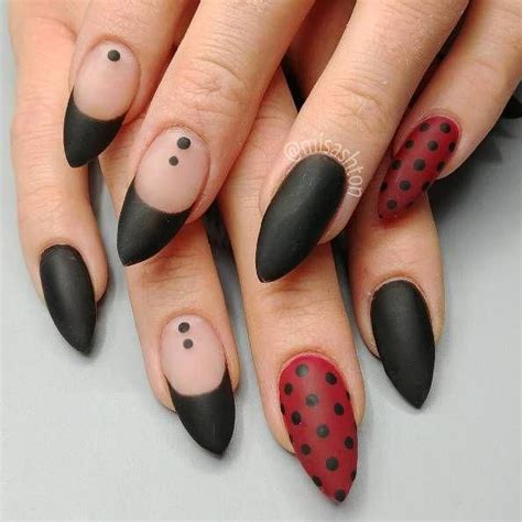 45 Stylish Red And Black Nail Designs Youll Love ️🖤 Blacknail Polka