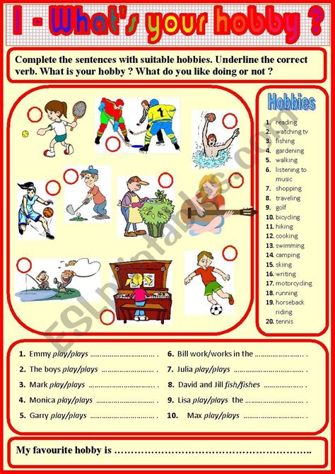 1 Whats Your Hobby ESL Worksheet By Karagozian