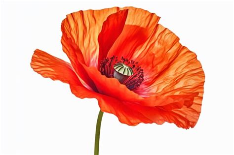 Premium AI Image | a single poppy flower with a white background