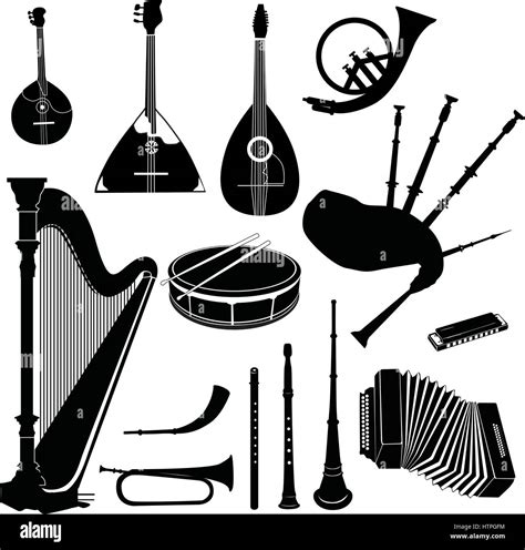 Music Instruments Vector Set Musical Instrument Silhouette On White